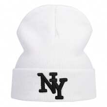 1pc Men's NY Letter Embroidered Knit Beanie, Fashionable Casual Warm Hat, Suitable For Spring/Autumn Travel, Windproof, Winter Warmth - Multicolor - View 15