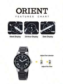 Orient Women's Quartz Watch Silver Metal Case Black Ceramic Bracelet Matte Black Dial Roman Numerals Multi Subdials Cool Statement Ladies Watch - Black - View 6