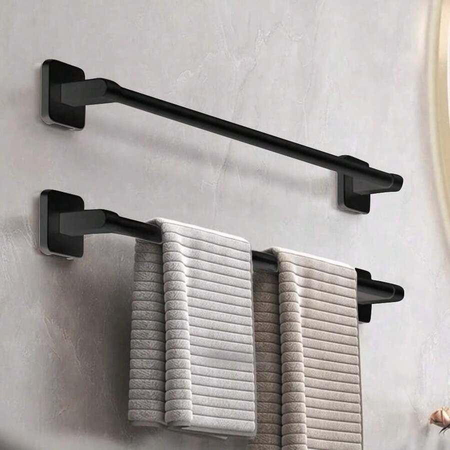 1pc Punch-Free Towel Rack, Bathroom Wall-Mounted Towel Bar, Single-Bar Bathroom Towel Rack, Slipper Storage Rack, Bathroom Towel Rod, Wall Storage Rack, Suitable For Home Decoration And Bathroom Decoration, Easy To Install
