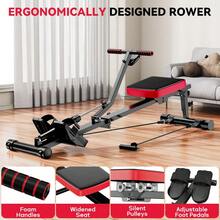 GartistGo Folding Hydraulic Rowing Machine With LCD Monitor, 12 Resistance Levels, Extra-Long Rail, 150KG Capacity, Low-Impact Full-Body Workout - Black and Red - View 9