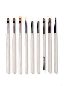 Nail Art Brush Set, Transparent Coffee Acrylic Handle Nail Painting Pens, Multi‑Function Nail Brushes For Liner, Gradient, Flower, French Tip DIY Manicure Decoration - Multicolor - View 9