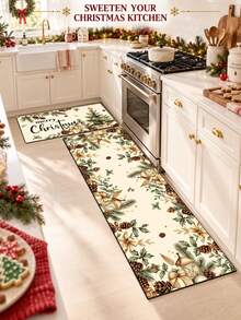 1/2pcs Christmas Floor Mat, Christmas Tree Pattern Merry Christmas Kitchen Rug, Winter Home Decor Low-Key Kitchen Carpet, Christmas Holiday Gift! - Multicolor - View 4