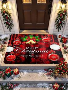 1pc 3D Anti-Slip Christmas Bell & Colorful Ball Floor Mat, Christmas Blessing Holiday Decor Essential, Suitable For Entryway, Study, Bedside, Floor Mat, Outdoor, Easy To Clean, Anti-Slip, Quick Dry, All Season Use, Washable - A - View 5