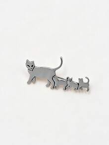 1pc Fashionable Mother Cat With Kitten Design Enamel Brooch, Animal Theme Badge, Suitable For Decorating Suits, Dresses, Shawls, Scarves, Fits Formal Occasions And Casual Gatherings, Decorative Accessory For Women And Cat Lovers - Cat - View 7