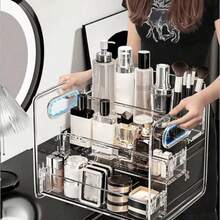 Kotak Penyimpanan Kosmetik Meja Rias Akrilik Transparan Bertingkat Multi-Lapisan untuk Parfum, Lipstik, dan Perawatan Kulit - MultiWarna - View 5