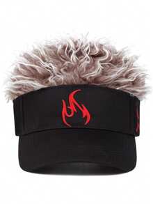 1pc Fashion And Personalized New Baseball Hat Flame Embroidered Wig Hat Outdoor Daily Leisure Decorative Hat Adjustable Sunshade Hat Unisex HipHop Hat - Flame - View 2