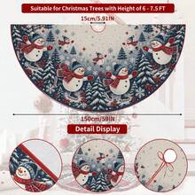 1pc Skiing Snowman Pattern Christmas Tree Skirt, Elegant Color Holiday Decor, 5 Sizes, Unisex Holiday Gift, Suitable For Home And Party Christmas Home Decoration - Snowman Skiing - View 9