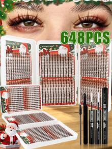 648 Pieces Of Brown False Eyelash Sets, Anime-Style False Eyelashes, 8-18mm In Length, Soft And Fluffy. The Sets Come With Glue, Tweezers And Eyelash Brush. Complete Eyelash Kit Lash Cluster Kit Anime Lashes Cat Eye Lashes Anime Lashes - Multicolor - View 11
