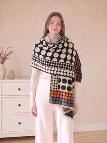 1pc Faux Cashmere Elegant Retro Leopard Print Jacquard Warm Scarf For Women, Autumn And Winter Fashion, Versatile, Cold Protection, Neck Warmer, Suitable For Vacations And Travel, Double-Sided Decorative Shawl, Perfect For Everyday Wear. - Multicolor - View 7