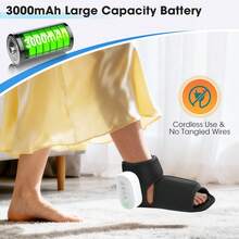 Hailicare 1pc Rechargeable Dual Airbags Foot Ankle Massager,4 Heating Levels,3 Air Massage Modes,4 Adjustable Intensity,15min Timer,NTC Heating,Portable Foot Massager For Foot & Ankle Pain Relief - Black - View 8