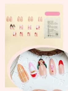 Christmas Tree Medium Almond Press-On Nails, 24Pcs Medium Almond Press-On Nails, Y2K Santa And Stocking Fake Nail Set With 3D Rhinestone Designs, Perfect For Women To Wear At Christmas And As Holiday Gifts - Multicolor - View 2