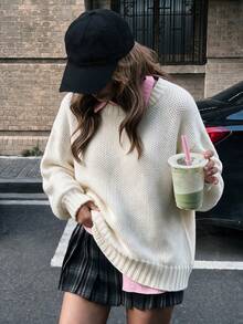 Vuslat Sweater Pullover Wanita Elegan Musim Gugur untuk Sehari-hari, Pesta, dan Halloween - Putih - View 7