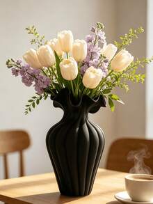 1pc Modern Wavy Vase, Carved Neck Design, Elegant Floral Centerpiece Decor, Suitable For Home Decor, Wedding Table Setting, Minimalist Living Room, Bohemian Style, Small And Large Sizes Available, Perfect For Rose And Baby's Breath Floral Arrangements - Multicolor 1 - View 5