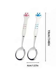 2pcs Long Cat Spoon, Stainless Steel Pet Food Spoon, Pet Canned Food Spoon With Long Handle Feeding Spoon For Wet Food - 2 Pieces - View 2