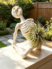 3 Poses Yoga Skeleton Planter Funny Human Bone Air Plant Base Gothic Desktop Garden Decor Halloween Quirky Succulent Small Flower Pot - Yoga Skeleton - View 8