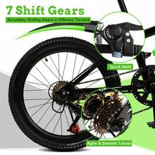 20 Inch Mountain Bike, Carbon Steel Rigid Frame, PU Sponge Cushion, Front And Rear Brakes, With Mudguards & Water Cup Holder, For Road And Mountain Riding - Green - View 7
