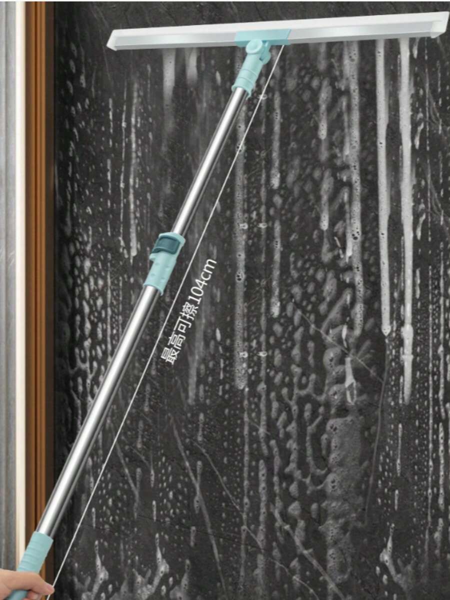 Squeegee Lantai Silikon Baja Tahan Karat, Pengikis Pembersih Basah dan Kering untuk Kamar Mandi & Kaca - Versi yang ditingkatkan - View 1