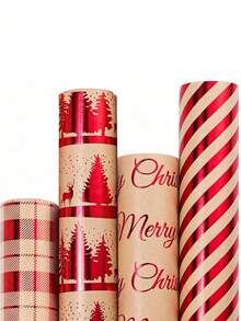 9-Piece Set (1 Wrapping Paper + 8 Stickers) Retro Christmas Wrapping ...