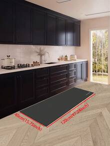 1pc Dark Gray Letters Pattern Pattern Kitchen Mat, 3.5 Mm Soft Rubber That Absorbs Water And Is Easy To Clean. Suitable For Corridors, Bathrooms, Living Rooms, Outdoor Door Mats, And Toilets. Useable Throughout The Year And For Various Holidays. - Multicolor - View 15