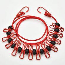 Portable Travel Clothesline With 12 Clips, Retractable Windproof Non-Slip Laundry Rope, Lightweight Drying Line For Socks, Underwear, Towels, Suitable For Camping, Hotel, Bathroom, Dorm, Balcony, Essential Travel Laundry Accessory With Storage Bag - Multicolor - View 12