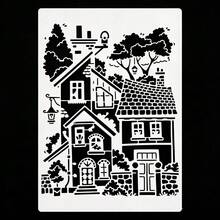 Large Vintage House Stencil, Suitable For Painting Scrapbooking Collage - Reusable Patterned Base Plate, Applicable For DIY Crafts Wall Floor Furniture Canvas - 11.7 Inch X 8.3 Inch Stencil - A - View 7