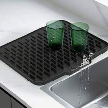 1件裝矽膠廚房排水墊，內建排水功能，易清潔，適用於檯面、水槽、冰箱，居家配件工具 - 黑色 - 查看 9