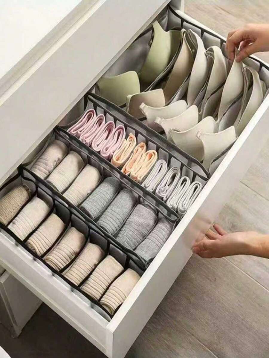 Kotak Penyimpanan Pakaian Dalam dan Kaos Kaki, Tas Penyimpanan Laci, Tas Pendingin Travel dengan Perlindungan Sinar Matahari - Grey - View 1