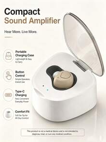 Portable In Ear Audio Amplifier Rechargeable Sound Booster With Adjustable Volume Control Noise Filter Lightweight Mini Ear Sound Enhancer For Daily Chat TV Watching Outdoor Travel Home Use - View 6