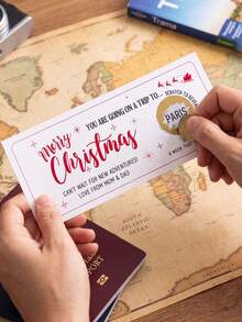 1/3/5pcs Customized Christmas Scratch-Off Cards With Envelopes, Personalized Scratch-Off Surprise Gift Vouchers, Customizable Name And Information, Holiday Surprise Reveal Cards, Christmas Party Favors, Travel Announcement Gift Cards, Unique Christmas Gifts For Family And Friends - Multicolor - View 11