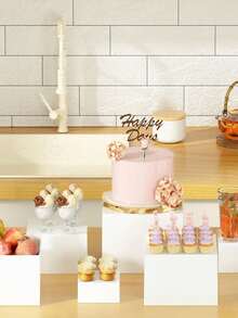 5-Tier White Acrylic Buffet Food Display Stand With Hollow Base, Suitable For Brunch, Buffet, Wedding, Party - White - View 6