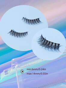 7 Pairs Natural D Curl Clear Stem Cross Style False Eyelashes - Black - View 5