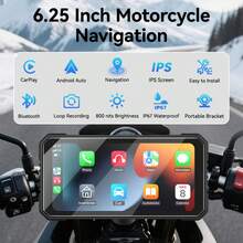 VENBES Layar Sentuh PND Sepeda Motor Tahan Air 6,25 Inci, CarPlay Nirkabel dan Android Auto, Pemutar Media Bluetooth, Kamera DVR Ganda Opsional - Unit Utama PND Sepeda Motor 5 inci - View 3