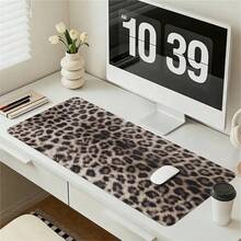 Leather Desk Pad Protector Simulation Grey Leopard Print Pattern Design INS Cool Leather Mouse Pad Office Desk Mat Waterproof Non-Slip PU Desk Blotter Pad Gaming Esports User - View 3