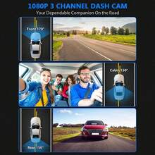 Triple Dash Cam 1080P Front/Rear/Interior, 3 Channel Car Camera With 32GB Card, IR Night Vision, 24/7 Parking Surveillance, G-Sensor, Loop Recording, For Cars, Trucks Battery Capacity 150mAh - Dash Cam - View 4