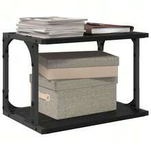 Soporte para impresora vidaXL, roble negro, 41 x 28 x 33,5 cm - Negro - Ver 4