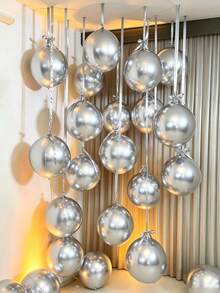 10pcs/Set 10-Inch Silver 4D Round Foil Balloons, Suitable For Birthday Parties And Celebrations, Birthday Party Decorations, Party Decorations, Graduation Parties, Wedding Decorations, Hanging Balloons, Scene Decor, Theme Balloons - Silver - View 1