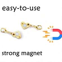 Fashion Alloy Magnetic Clasp Converter, Heart-Shaped Lobster Claw Design, Suitable For Necklaces And Bracelets, Gold And Silver, Charming Jewelry Clasp, Accessory Connector - Heart With Stars - View 3