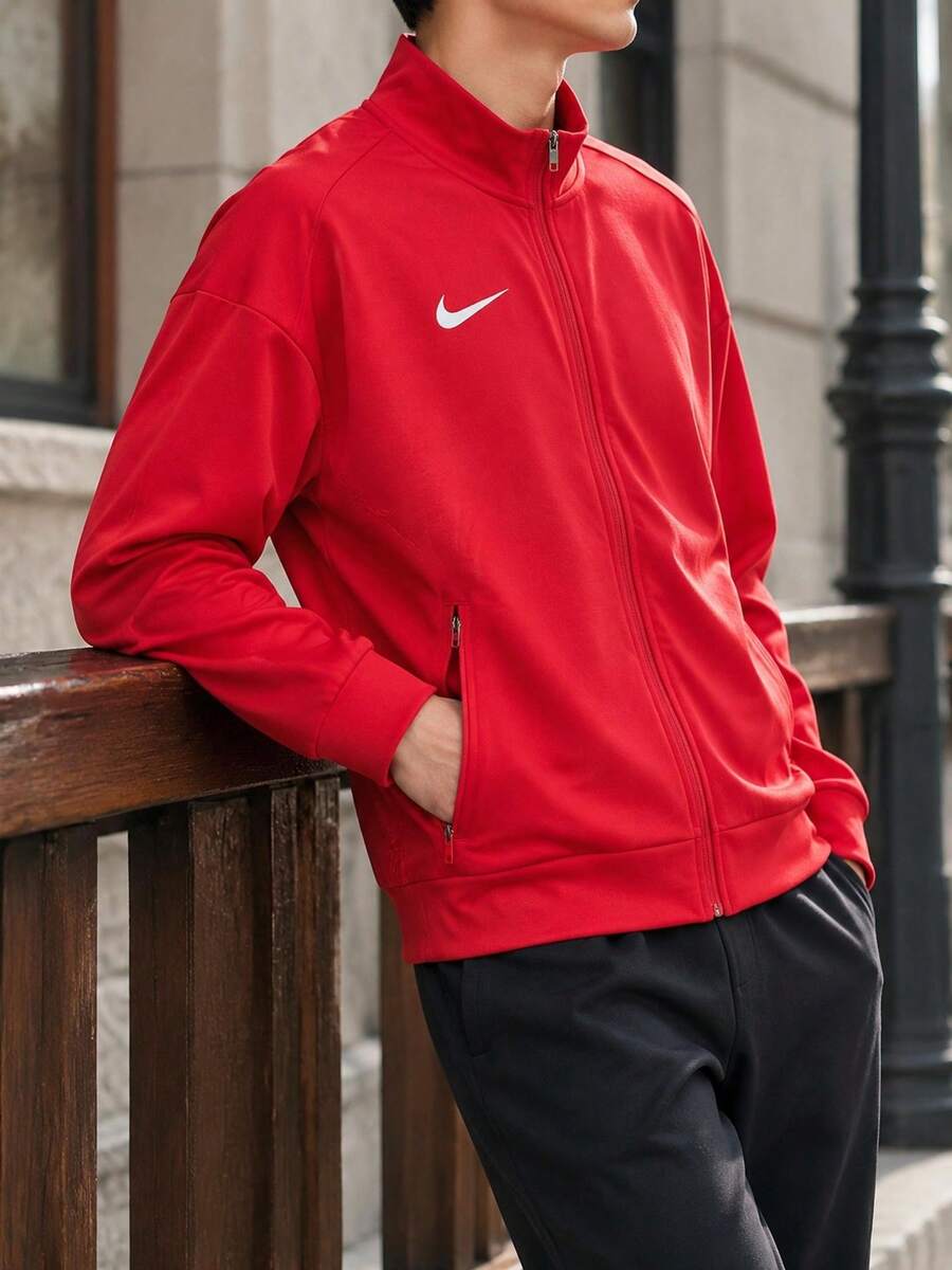 Nike 男士運動針織夾克,舒適透氣休閒運動外套 IR8421-657 - 紅色 - 查看 1