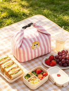 1pc Roll-Up Bento Bag Lunch Box Bag Insulated Bag Handbag Bento Bag Commuter School Office Portable Large Breakfast Lunch Bag Rice Bag - Multicolor - View 9
