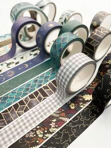 2 Rolls Geometric Striped Pattern Washi Tape Set - Exquisite Creative Foil Stamping Craft, Creative Fine Striped Tape Rolls, Suitable For Diary Decoration, Scrapbooking And Handicrafts, Ideal Choice For Unique Gift Wrapping And Party Decoration, Perfect For Back To School Season - Multi-color - View 2