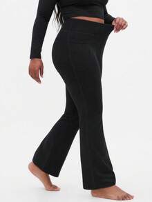 SUPEKYKO Plus Size Women's High Waist Pocket Flare Yoga Pants, Wide Leg Yoga Pants, Loose Casual Shaping Workout Leggings Suitable For Fitness - Black - View 7