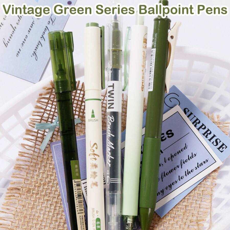5pcs Set Colorful Soft Bristle Calligraphy Pens 0.5mm Fine Painting Pens Vintage Multi-Head Fine Line Drawing Pens - Sets - View 1