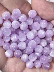 50pcs 8mm Faux Cat Eye Resin Round Beads, Straight Hole Loose Beads, DIY Handmade Jewelry Making Accessories, Suitable For Bracelets, Necklaces, Tassels, Hair Clips - Conventional - View 5
