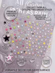 2 Styles Colorful Plaid Star Decorative Stickers, Fresh Contrast Color Minimalist Style, Suitable For Phone Cases, Tablets And Other Electronic Device Shells, Daily Items Surface Decoration - Decorative Stickers - View 5