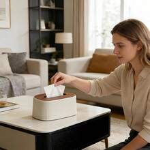 1pc Minimalist Striped Tissue Box – Large Size & High Capacity; Stylish "Insta-Worthy" Design; Home Decor; Suitable For Bathroom, Bedroom, Or Living Room; Great Gift For Friends. - View 2