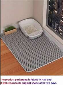 1 Random Color Extra Large Double Layer Cat Litter Mat, Non-Slip, Washable, Scratch-Resistant, Can Be Removed From The Litter Box, Can Be Used Next To Trash Cans, Toilets, Floor Mats And Cat Beds - Multicolor - View 3