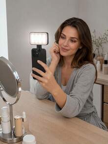 1pc Portable LED Clip-On Phone Fill Light, Selfie Fill Light, Camera Light, Pocket Selfie Light, Phone Photography Accessory, 3 Color Temperature Adjustable Selfie Light For Live Streaming, Makeup, Video Calls, Travel, Holiday Essential - one-size - View 5