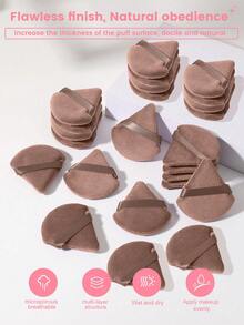 24pcs 15pcs 8pcs/5pcs Triangle Sponge Puff For Loose Powder Setting Makeup Face Soft Triangle Puff Suitable For Loose Powder Body Fan Velvet Makeup Sponge Foundation Blending Sponge Set Beauty Makeup Tools - Brown - View 3