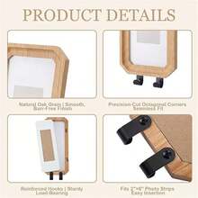 1/2pcs Wooden Picture Frame With Hooks, Photo Display Bar Frame Key Rack, Wall Decor Hanging Ornament, Home Decor Gift, Suitable For Friends, Family, College, Wedding, Christmas, Thanksgiving, Halloween, Christmas Decoration - Multicolor - View 6