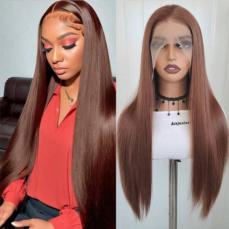 Brown Synthetic Hair Lace Front Wig, Glueless 13x4 HD Lace Front Wig, Halloween